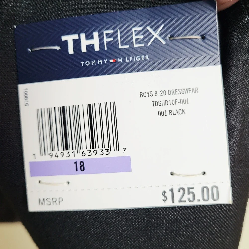 Tommy Hilfiger Boys 18 Thflex Black Blazer Dress Coat Style TDSHD10F001 MSRP 125
